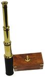 15" Handheld Brass Telescope with Anchor Wooden Box Rustic Vintage Home Decor Gifts