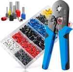 Meshiv Ferrule Crimping Tool Kit, Automatic Self-Adjusting Square Wire Crimper Plier for AWG23-7 with 1200PCS Red Copper Wire End Terminals, Sleeves Ferrule Ratchet Wire Crimping Tool