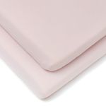 Clair de Lune 2 Pack Fitted Jersey Cotton Cot Bed Sheets 70 x 140 cm (Pink)