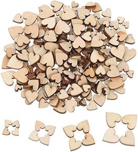 200 Pieces Mini Wooden Hearts Mixed Wood Heart Embellishments for Wedding Crafts Making DIY