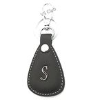 VS Club S Alphabet Initial Letter Leather Metal Keychain For Men Women, Girls, Boys Stylish/Key Ring Hook Key chain Holder For Bikes Car Home For Gifts (Black)