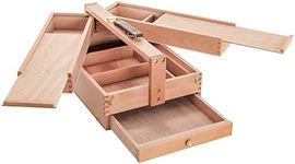 US Art Supply Large Multi-Function Wooden Artist Tool & Brush Storage Box