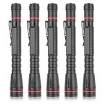 MVIOCS 5 Pack LED Pen Light, Mini, Waterproof, Zoomable Pocket Worklight Penlight, Compact Flashlights with Clip, Flashlight for Camping, Home, Hiking