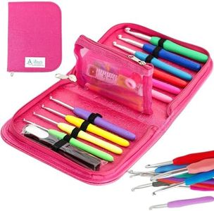 Athena's Elements Best Crochet Hook Set with Ergonomic Cushioned Handles. Perfect Crochet Hooks for Arthritic Hands, Smooth Knitting Needles for Superior Results & Knitting Accessories