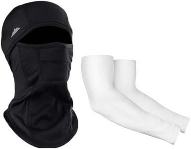 Balaclava Ski Mask - Winter Face Mask for Men & Women & Sun Protection Sleeves - White UV Arm Sleeves for Men and Women for Sports