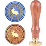 CRASPIRE Wax Seal Stamp Rabbit in Flower Sealing Wax Stamp Animal Retro Wood Stamp Wax Seal 25mm Removable Brass Head Wood Handle for Party Wedding Invitation Envelope Greeting Card Wine Bottle Decor