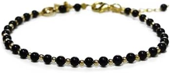 Morchic 3mm Mini Beads Natural Gemstone Adjustable Bracelet For Women, Energy Gem Charm Jewelry, Birthday Gift 7.1", Middle, gemstone, gold plated brass, stainless steel, steel wire