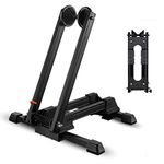 Jolitac Foldable Bicycle Storage Stand Sports Bike Floor Parking Rack Alloy Wheel Holder Fit 20-29 inch Bikes Indoor Home Garage Using (Black)