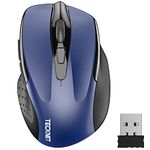 TECKNET Wireless Mouse, 2.4G Ergonomic Optical Mouse, Computer Mouse for Laptop, PC, Computer, Chromebook, Notebook, 6 Buttons, 24 Months Battery Life, 2600 DPI, 5 Adjustment Levels (Blue)