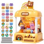 AIQI Bear Kids Claw Machine, Candy Vending Grabber, Prize Dispenser Toys for Girls and Boys, Electronic Claw Game Machine for Party Birthdays with Lights Sound, Includes 30 Toys and 25 Game Coins