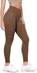 ODODOS ODLIFT Full Length Compression Leggings with Inner Pocket for Women, 28" High Waist Workout Yoga Pants, Brunette, Large