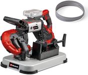 Einhell Power X-Change 18V Cordless Band Saw with Base - 115mm Cutting Height, 127mm Cutting Width, LED Light - TE-MB 18/127 U Li Bandsaw for Woodworking with 2X Saw Bands (Battery Not Included)