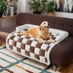 LiveGo Pet Couch Covers for Sofa, Washable Plush Furniture Protector for Dogs & Cats, Fluffy Dog Sofa Bed Mat with Anti-Slip Bottom, Soft & Durable Pet Couch Bed, Furniture Protector