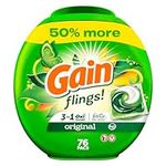 Gain flings Laundry Detergent Soap Pacs, HE Compatible, 76 Count, Long Lasting Scent, Original Scent