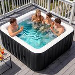 NAIZEA Inflatable Hot Tub - Outdoor Hot Tubs 4 to 6 Person, Portable Blow Up Spa Square Portable Hot Tub, 130 Soothing Bubble Air Jets, Cover, 2 Filter, 240 Gallon,73x73x25 in