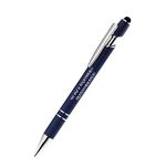 10 Pack Soft Touch Personalized Pen Stylus, Custom Promotional Ballpoint Retractable Stylus pens for Phones and Tablets (Navy)