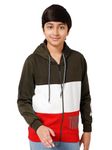 Alan Jones Clothing Boy'S Colorblock Cotton Hooded Regular Sweatshirt (Green, Orange_14 Years-15 Years)