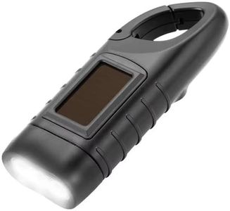 BKN Hand Crank Solar Powered Flashlight, Emergency Rechargeable LED Survival Light with Quick Snap Carbiner, Dynamo Torch for Outdoor Sports, Black