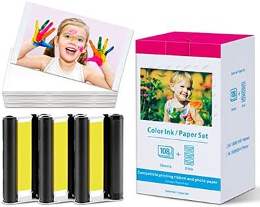 Compatible Canon Selphy CP1300 CP1500 Paper and Ink, KP-108IN 3 Color Ink Cartridges and 108 Sheets 4" x 6" Photo Paper for Canon Selphy Cp1000 CP1200 CP900 CP910 CP800 CP760 Photo Printer