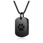 PiercingJ Personalized Engraving Pet Ashes Urn Memorial Jewelry Stainless Steel Cremation Urn Necklace Paw Print Keepsake Locket Pendant for Ashes Loss of Pet Cat Dog Sympathy with Fill Kit