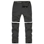 MANSDOUR Men's Hiking Pants Convertible Quick Dry Lightweight Zip-Off Outdoor Travel Camping Fishing Pants, Black, 30