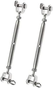 Augiimor 2PCS 316 Stainless Steel Jaw and Jaw Turnbuckle Rigging Screw, 1/4" (6mm) Threaded Diameter, Durable, Weather Resistant for Wire Rope Cable