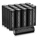 POWEROWL Rechargeable AA Batteries 2800mAh, Wide Temperature Range Battery, Excellent Performance for Solar Garden Lights, Battery String Lights, Outdoor Devices - Recharge Universal (20 Count)