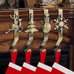 Christmas Stocking Hangers for Fireplace - OUFINI Stocking Hooks for Fireplace Stocking Hangers,Christmas Stocking Holders for Fireplace Set 4,Xmas Stocking Holders Stocking Hooks for Shelves