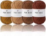 NICEEC 4 Skeins Soft Baby Yarn 100% Cotton Yarn for Crochet Knitting 4 Ply Yarn Blanket Yarn for DIY Craft Fingering Weight Yarn Total Length 4×175yds/4×50g-Color 12