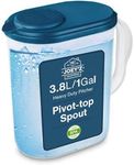 1 Gallon/3.8 Liter Slim Heavy Duty Plastic Measuring Pitcher with See Through Base, Leak Proof Spill Proof Lid w/Pivot Spout Lid, BPA-free -Ideal for mixing, storing and serving beverages