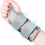 CURECARE Comfortable Carpal Tunnel Wrist Splint, Wrist Brace for Men and Women, Flexible Wrist Splint for Sleeping Support, Wrist Support for Tendonitis, Arthritis(Right Hand-Gray, L/XL)