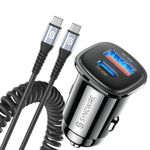 SYNCWIRE Car Charger USB C 60W - Cigarette Lighter [PD 30W PPS & QC 3.0] USB C Charger Car Adapter with 5FT Type C Cable 12V Socket Car Phone Charger for iPhone 15 Pro Max, SamsungS23, Google Pixel 7