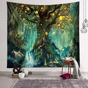 Zodight Tenture Murale Arbre de la Vie, Tapisserie Psychédélique Tapisseries Chutes d'eau sous Arbre Ancien, Tapestry Murale de Fée Décoration Tenture Couverture pour Chambre Salon