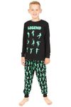 The Pyjama Factory Brand Emote Legend Dance Gaming All Over Gaming Black Green Cotton Long Pyjamas (11-12 Years)