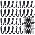 Nydotd 30 Pieces Wall Mounted Hook Robe Hooks Coat Hook Single Coat Hanger Cloth Hanger with 70 Pieces Screws for Bath Kitchen Garage (Black)