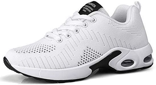 FLARUT Running Shoes Womens Lightweight Fashion Sport Sneakers Casual Walking Athletic Non Slip(White C, EU36)