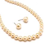 Sri Jagdamba Pearls Dealer Pearl Resplendent Pearl Necklace Set For Women | Peach Round AA Freshwater Pearl 4-5MM | 16-18 Inches Length | With Certificate of Authenticity