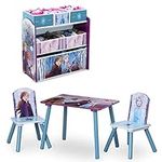 Disney Frozen II 4-Piece Playroom Solution by Delta Children – Set Includes Table and 2 Chairs and 6-Bin Toy Organizer (99581FZ-1097)