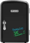 Chefman - Iceman Mini Portable Eraser Board Personal Fridge, Cools & Heats, 4L Capacity, Chills 6 12oz cans, 100% Freon-Free & Eco Friendly, Includes Plugs for Home Outlet & 12V Car Charger, Black