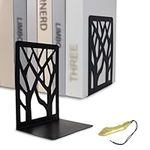 Mgood Book Ends, Metal Bookends, 1 Pair Black Book Ends for Shelves, Non Skid No Rusting Book End, Unique Designs Book Stopper for Home, Office, Library