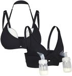 Supermom Pumping and Nursing Bra, Hands Free Maternity Bra for Breastfeeding, Comfortable Soft Breast Pump Bra, 2 Pack - Black, X-Large