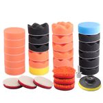 ZFE Drill Polishing Kit for Car, 3''(80mm) 32Pcs Car Foam Buffing Pads, Wool Pads Drill Buffing Pad, Wax Buffer Polisher Attachment with 5/8-11 Thread Backing pad & Adapters