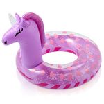 WenYa 22 Inch Unicorn Inflatable Floats Rings for Kids, Girls Unicorn Inflatable Pool Rings with Glitter for Kids Swimming Pool Water Sports(Purple）