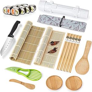 Luney Sushi Making Kit, Sushi Roller Set, All in One Sushi Maker Kit, Sushi Rolling Mat, Sushi Bazooka, Chopsticks Holders, Rice Paddle, Avocado Slicer for Beginners, Kids, Family, Friends, Home