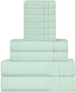 Sweet Needle Ensemble de Serviettes en Coton Super Doux 600 g/m, Vert Sauge -2 Serviettes de Bain, 2 Mains et 6 Lavage/Visage - Accessoires de Salle de Bain, Douche et Usage Quotidien