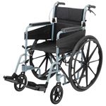 Days Self Propelled Folding Wheelchair – Lightweight Aluminium Wheelchair for Adults with Removable Footrests – Compact Mobility Aid for Travel and Daily Use – Silver/Blue