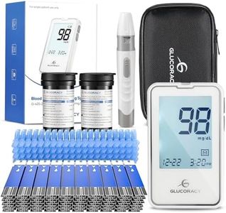 Glucoracy Blood Glucose Monitor Kit with 100 Blood Sugar Test Strips & Lancets, Glucometer, Lancing Device, Travel Case, Diabetic Home Testing Kit