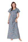 Soulemo Women's Pure Cotton Floor Length Nighty (M - Bust - 42 - Carolina Blue) 1633QM