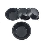 Nonstick 5 Inch Mini Pie Pans, Set of 4 Small Pie Plates for Baking, 7.8oz Carbon Steel Round Bakeware Set for Baking Pies, Cakes, Tarts, Desserts, Recipes - Black