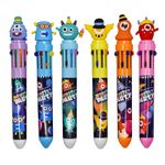 Maydahui 6 Pcs 10-in-1 Halloween Pen Multicolor Monster Pens 10 Colors Shuttle Retractable Ballpoint Pens for Students Teachers Office Supplies Carnival Party Favor